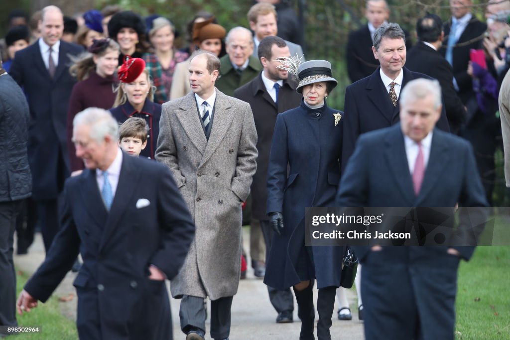 Members Of The Royal Family Attend St Mary Magdalene Church In Sandringham