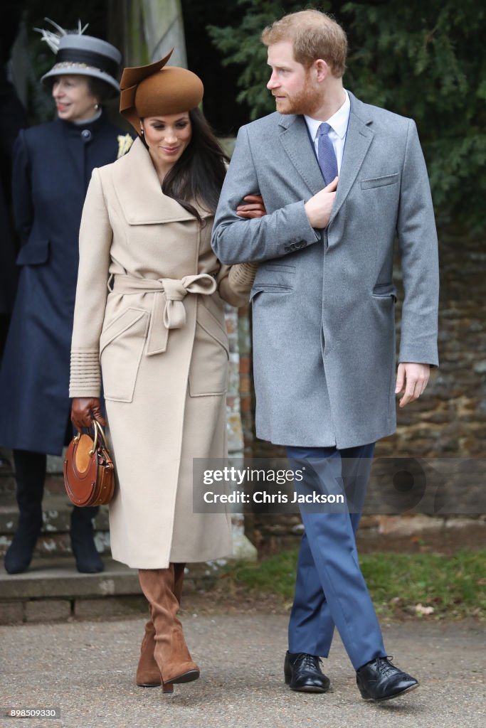 Members Of The Royal Family Attend St Mary Magdalene Church In Sandringham