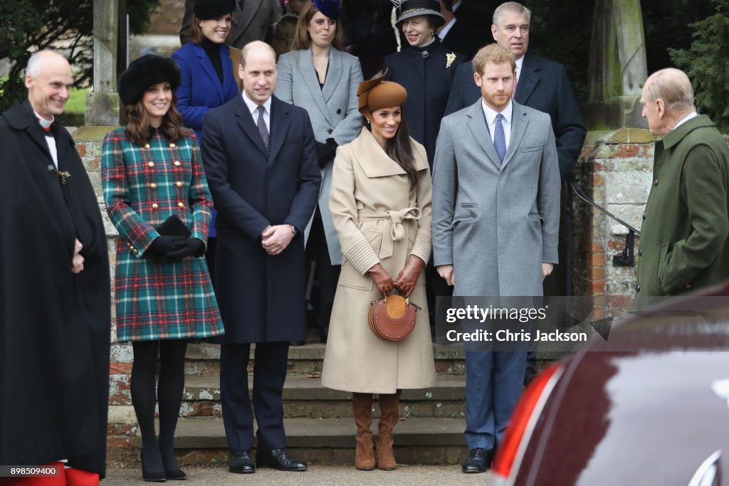 Members Of The Royal Family Attend St Mary Magdalene Church In Sandringham