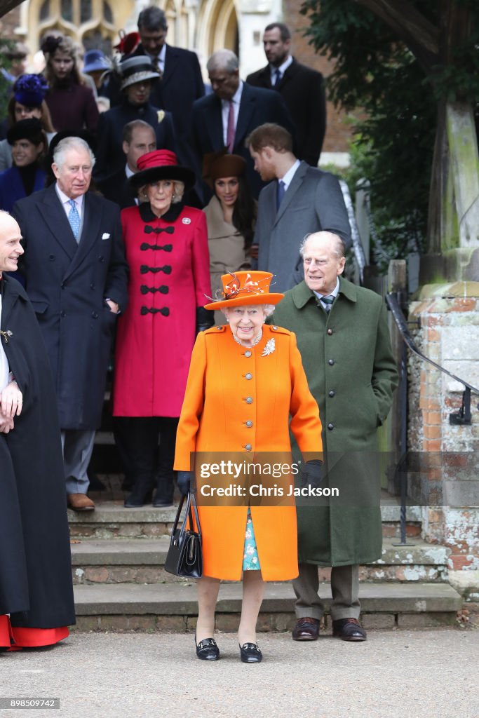 Members Of The Royal Family Attend St Mary Magdalene Church In Sandringham