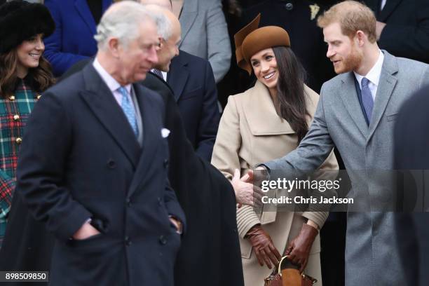 Prince Charles; Prince of Wales Catherine, Duchess of Cambridge, Meghan Markle and Prince Harry attend Christmas Day Church service at Church of St...