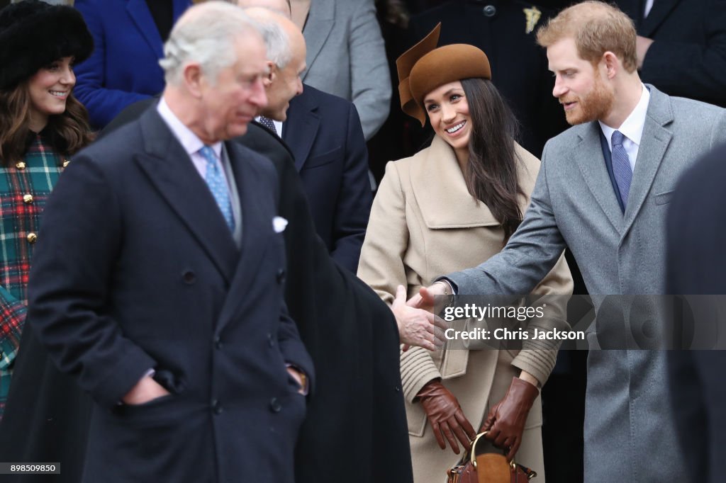 Members Of The Royal Family Attend St Mary Magdalene Church In Sandringham