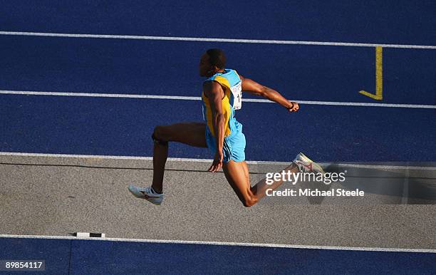 Leevan Sands of The Bahamas competes in the men's Triple Jump Final during day four of the 12th IAAF World Athletics Championships at the Olympic...