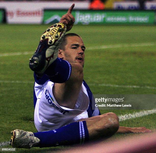Matty Fryatt of Leicester celebrates his goal during the Coca-Cola Championship match between Sheffield United and Leicester City at Bramall Lane on...