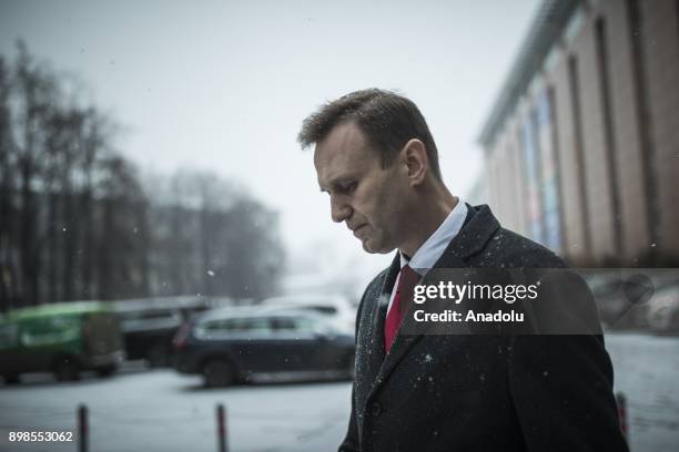 Russian opposition leader Alexei Navalny is seen before his visit to the Russian Central Election Commission in Moscow, Russia, 25 December 2017