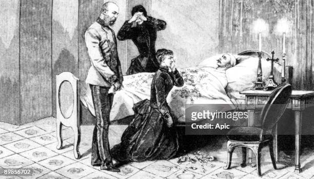 Prince Rudolf of Habsburg Archduke and crown prince of Austria , only son of emperor FrancoisJoseph , here on his death bed after he committed...