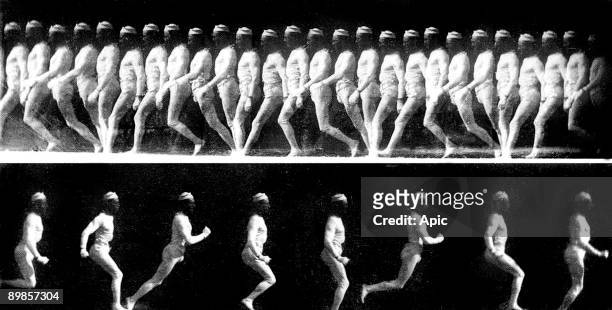 George Demeny walking and jumping, chronophotography by Etienne-Jules Marey c. 1883