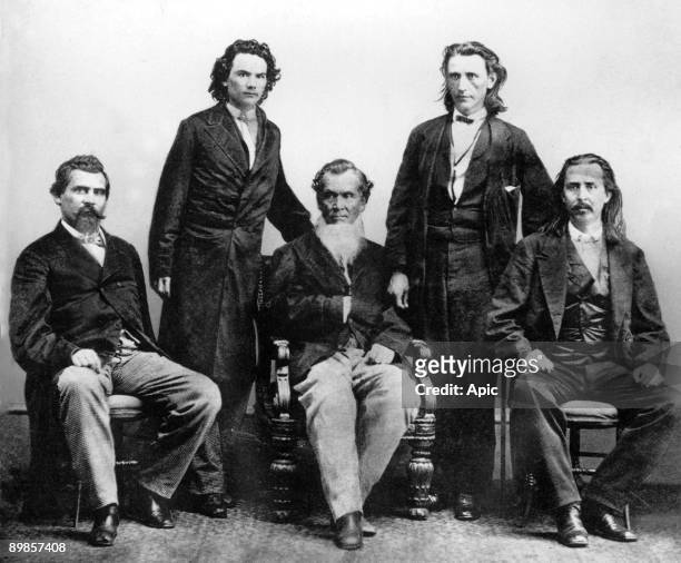 Cherokee delegates to the US Congress in Washington DC, 1866. Left to right: John Rollin Ridge , Saladin Watie, Richard Fields, Elias Cornelius...