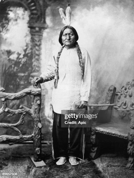 Chief of the Hunkpapa Sioux tribe undated photo by David Barry Indian feather