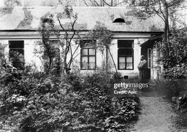 Gustav Klimt austrian painter, here in the garden of his studio c. 1915