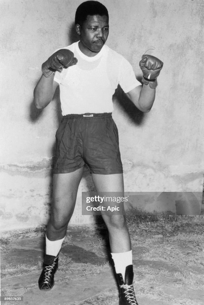 Nelson Mandela, activist against Apartheid, here when boxer in his youth in the early 50's