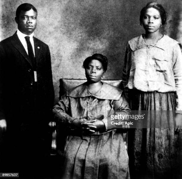 Louis Armstrong american jazzman trumpet player and singer with mother and sister Beatrice in New Orleans in 1921