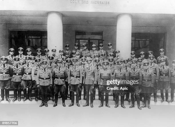 Circa 1944: Headquarters of french Gestapo ensured complete arrest of the group;;1er rang - 1st row : Fritz Bittner , Karl Doring , Sattler ,...