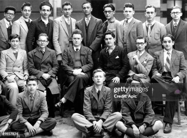 Lamoriciere school in Oran, Algeria : 2nd row 2nd from right is Yves Saint Laurent at the time of his baccalaureate, 1953-1954