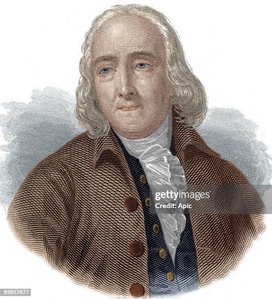 Jeremy Bentham english economist and philosopher engraving by Syauvent colorized document