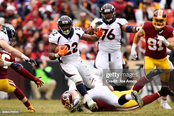 Denver Broncos running back C.J. Anderson in the first half at FedExField in Hyattsville, MD. December 24, 2017.