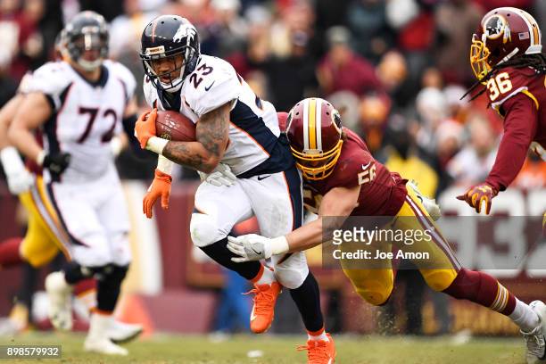Denver Broncos running back Devontae Booker in the first half at FedExField in Hyattsville, MD. December 24, 2017.