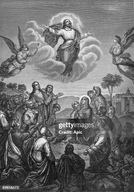 Ascension of Jesus Christ in the Mount of Olives in Jerusalem, engraving, 1908