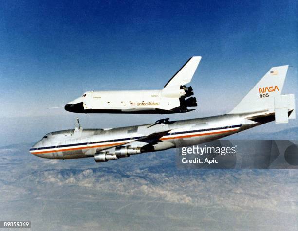 The Enterprise space shuttle flight separates from the Nasa 905 during jet trials, 1977.
