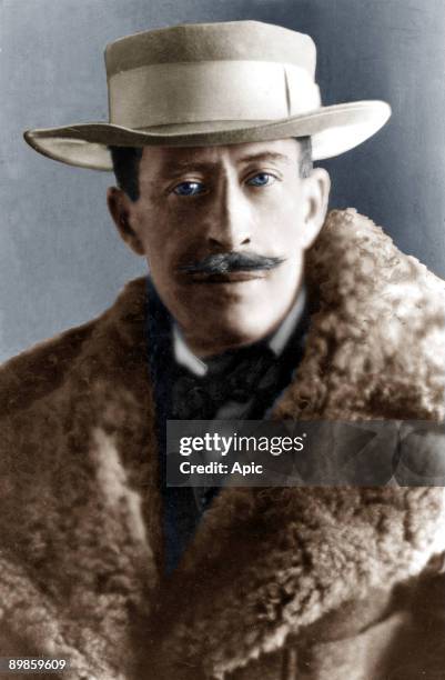 Lord George Carnavon philanthropist and personal financer of archeologist Howard Carter, colorized document