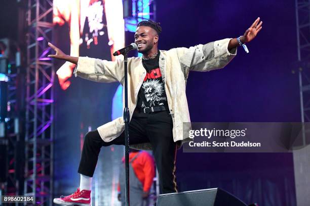 Rapper Duckwrth performs onstage during day two of the Rolling Loud Festival at NOS Events Center on December 17, 2017 in San Bernardino, California.