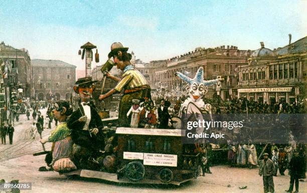 The Carnival in Nice early 20th century, postcard