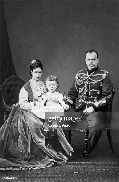 Grand Duke Alexander of Russia , future czar Alexander III with his wife Maria Fedorovna and their son Nicolas, future czar Nicolas II photo by...