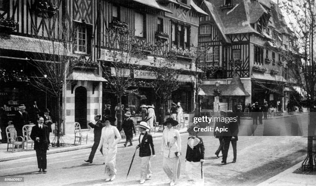 The Gontaut-Biron street and the Normandy Hotel in Deauville, Normandy, France, postcard early 20th century