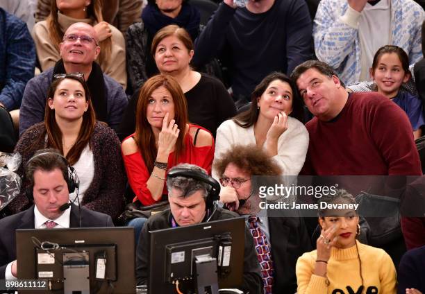 Ciara Schirripa, Laura Schirripa, Bria Schirripa and Steve Schirripa attend the New York Knicks Vs Philadelphia 76ers game at Madison Square Garden...