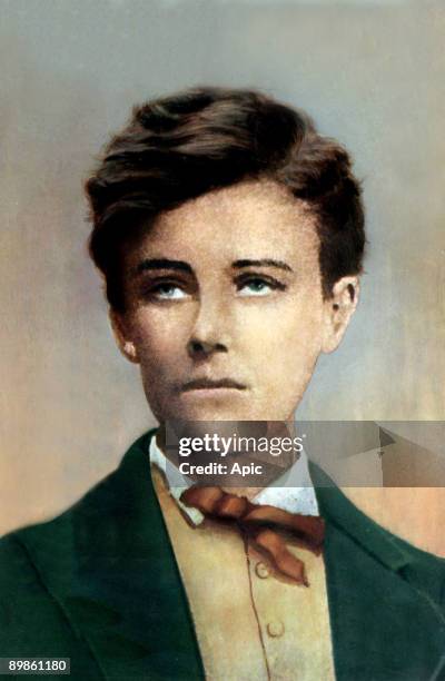 Arthur Rimbaud . Here 17 years old in 1871 . Colorised picture by Carjat 1861