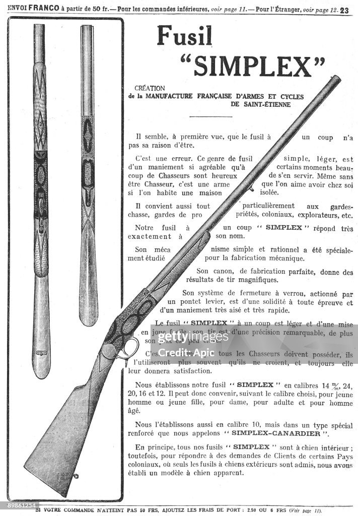 Mail order selling catalogue of the Manufrance society (based in Saint Etienne, France) dating 1931, selling arms and hunting items. it was the world major enterprise of that type