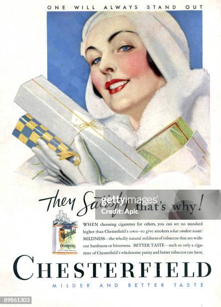 American advert for the cigarette Chesterfield , in 1938
