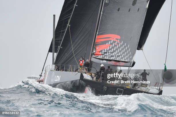 Comanche" sails out of Sydney Harbour during the 2017 Sydney to Hobart on December 26, 2017 in Sydney, Australia.