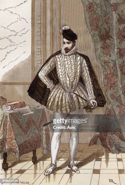 Charles IX King of France in 1560-1574 to Chevignard after burning from the book "Paris through the centuries" tomeIV, 1878