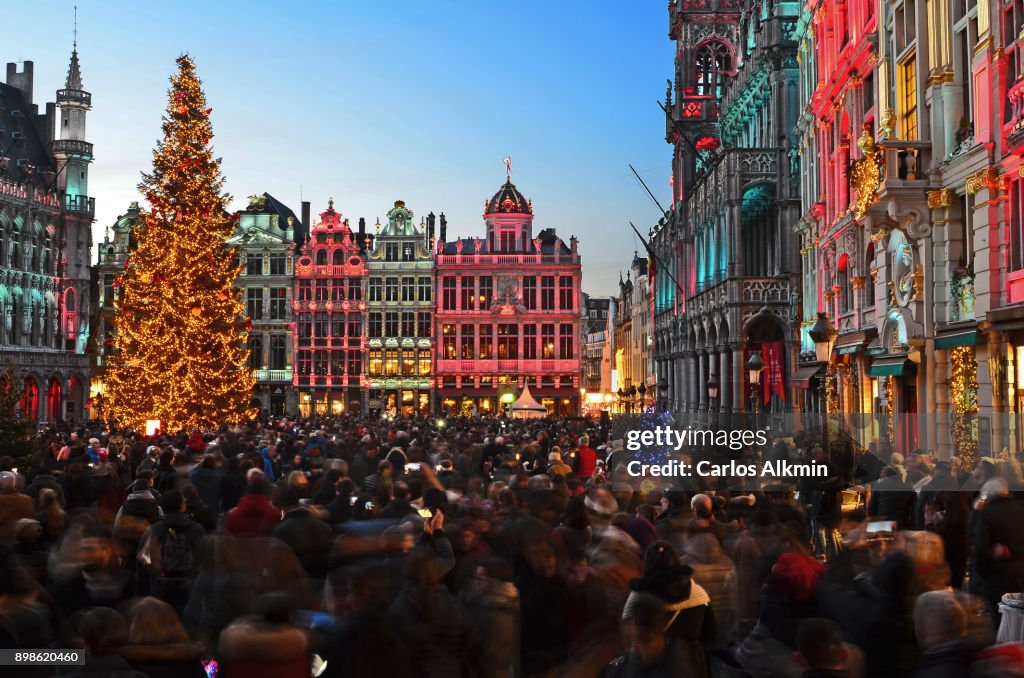 Outdoor Christmas at Grand Place - Brussels - Belgium