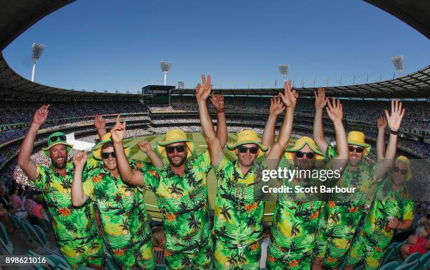 General view as cricket fans in the crowd enjoy the atmosphere on Boxing Day during day one of the Fourth Test Match in the 2017/18 Ashes series...