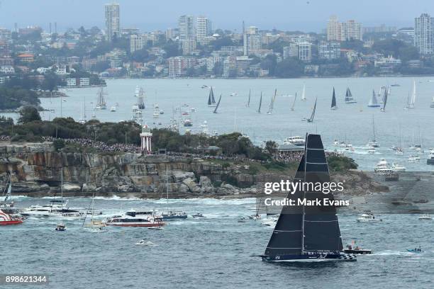 Black Jack leads the fleet out of the heads after the start of the Sydney to Hobart Yacht Race on Sydney Harbour during the 2017 Sydney to Hobart on...