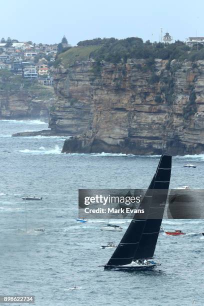 Black Jack leads the fleet out of the Sydney Heads after the start of the 2017 Sydney to Hobart on December 26, 2017 in Sydney, Australia.