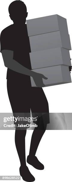 man carrying boxes silhouette - man holding package stock illustrations