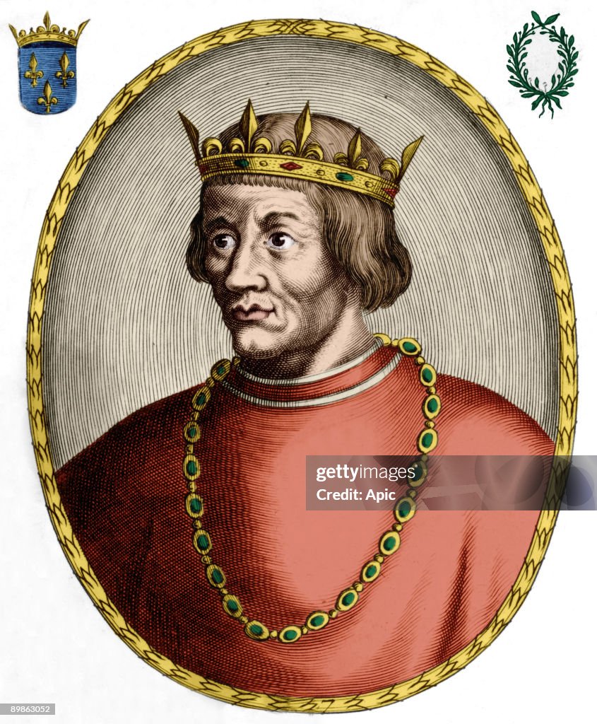 Louis X (1289-1316) french king in 1314-1316, engraving colorized document