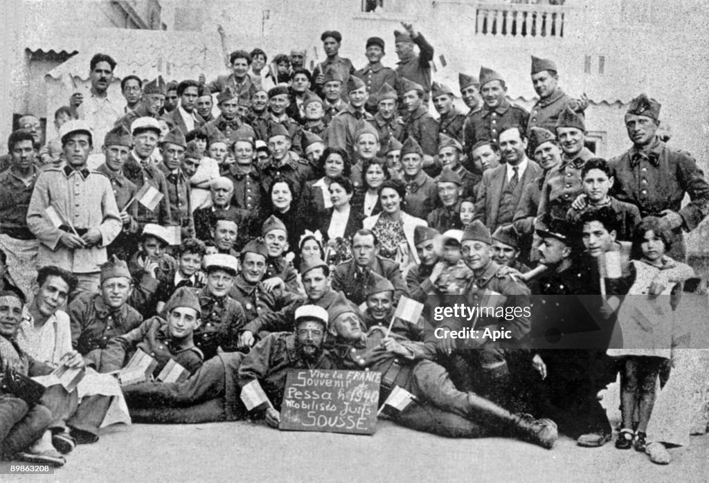 Group of jewish volunteer soldiers, fighting for France, here in Sousse, Tunisia, 1940