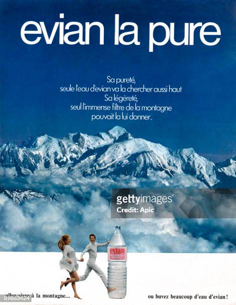 Advertising for water Evian, 70's