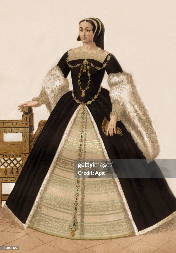 Claude de France (1499-1524) daughter of LouisXII, 1st wife of Francois 1st, french queen in 1515-1524, illustration after Gaignieres