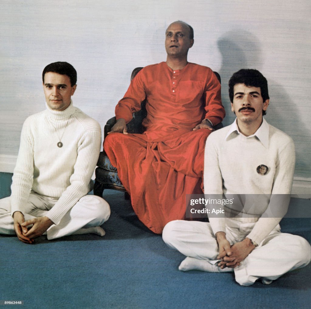 John McLaughlin (Mahavishnu) Sri Chinmoy and Carlos Santana in 1972 photo taken from Pranavananda Vinyl disc "Love devotion surrender"