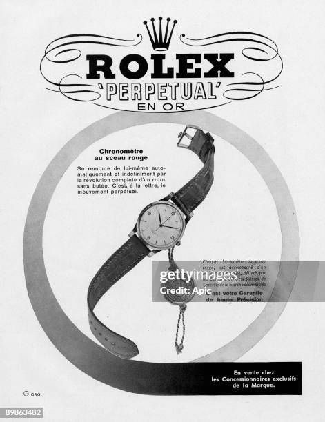 Advertising for the Rolex watch Perpettual Gold 1950