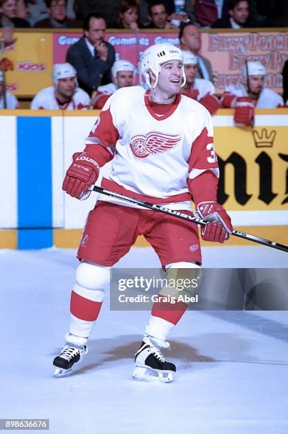 Tim Taylor of the Detroit Red Wings skates against the Toronto Maple Leafs during NHL game action on March 20, 1996 at Maple Leaf Gardens in Toronto,...