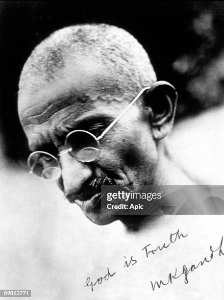 Mahatma Mohandas Karamchand Gandhi indian politician and nationalist leader here c. 1940