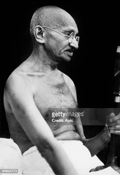 Mahatma Mohandas Karamchand Gandhi indian politician and nationalist leader here c. 1940