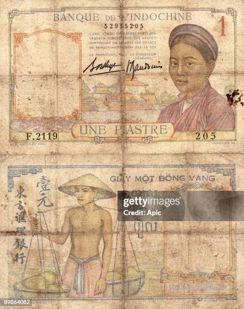 Banknote, 1 piastre, bank of Indochina, 40's