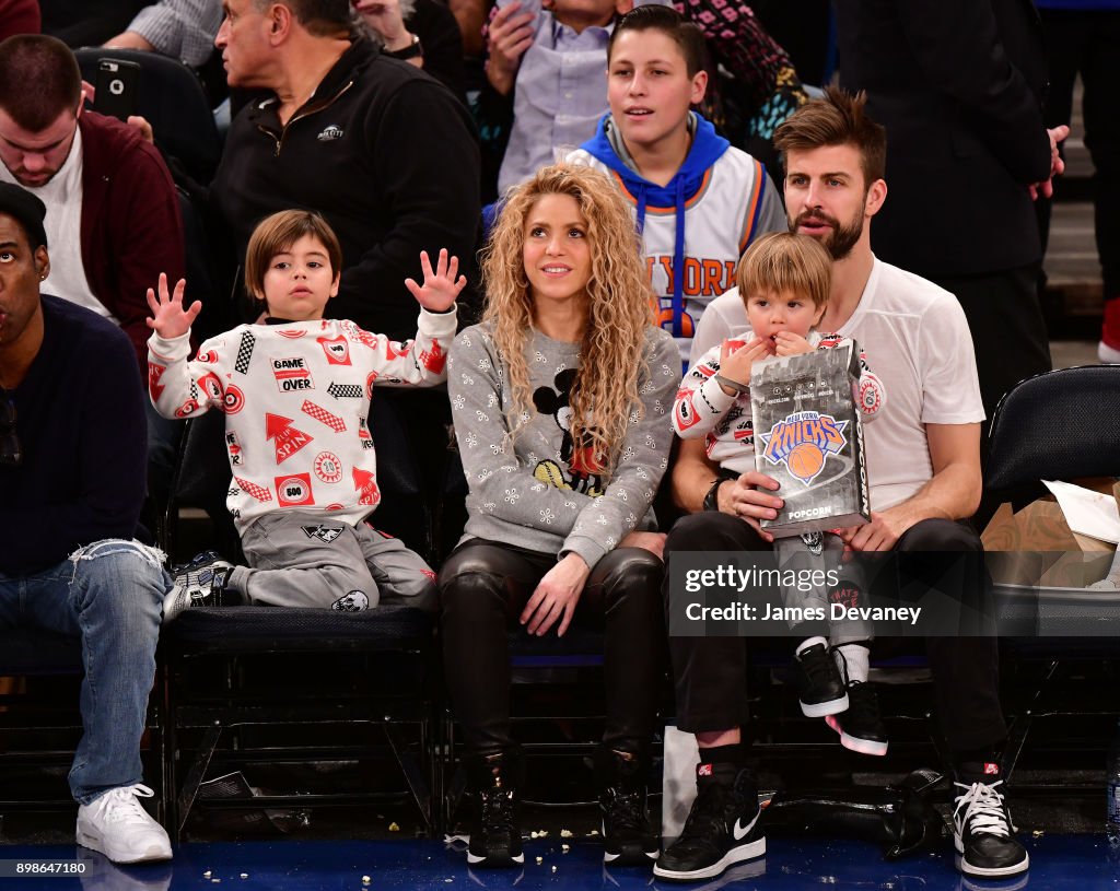 Celebrities Attend The New York Knicks Vs Philadelphia 76ers Game